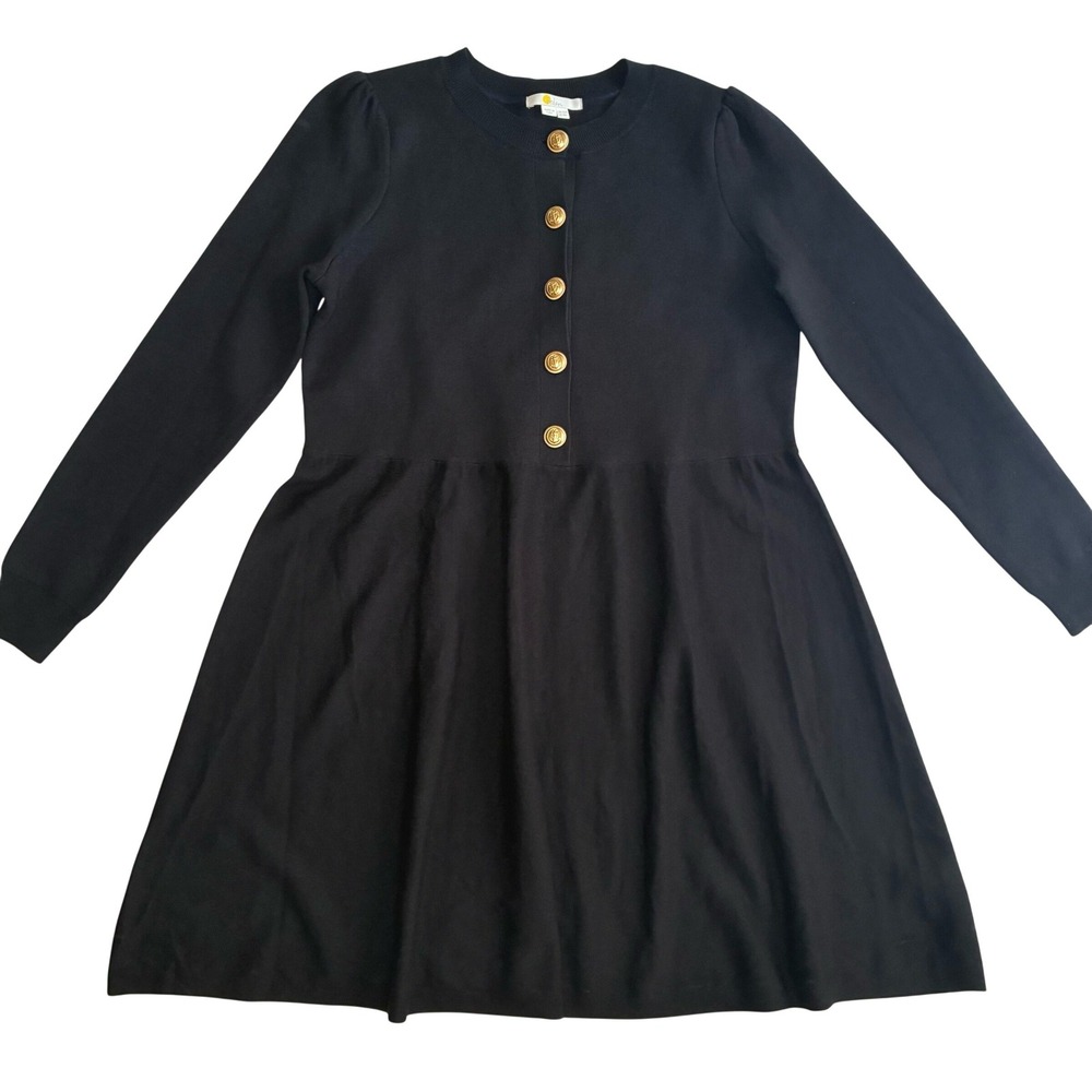 Boden Long Sleeve Wool Cotton Dress Medium Knee Length Nautical Military Sailor
